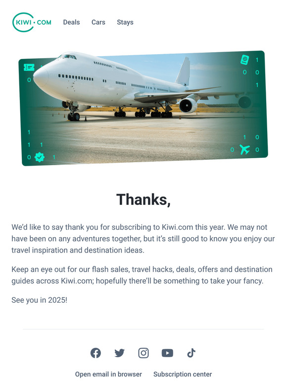 From Kiwi.com to you: thank you