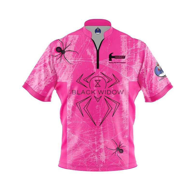 Image of Hammer Black Widow Pink Grunge Xpress Ship Rocket Bowling Jersey