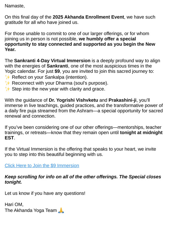 the Enrollment Event ends at Midnight EST