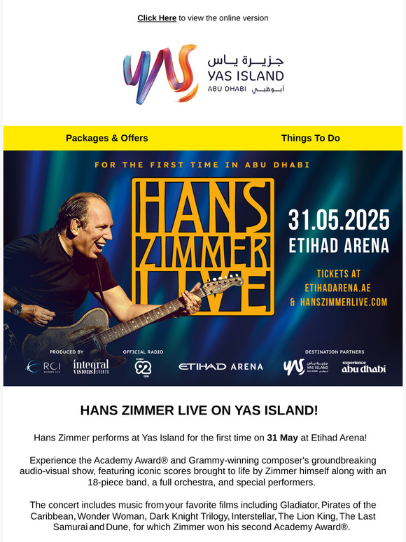 Hey , Hans Zimmer Performs on Yas Island – Register Now for pre-sale access!