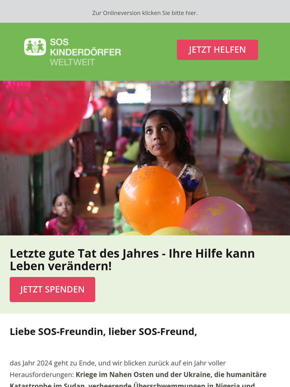 Letzte gute Tat des Jahres - Helfen Sie noch heute!