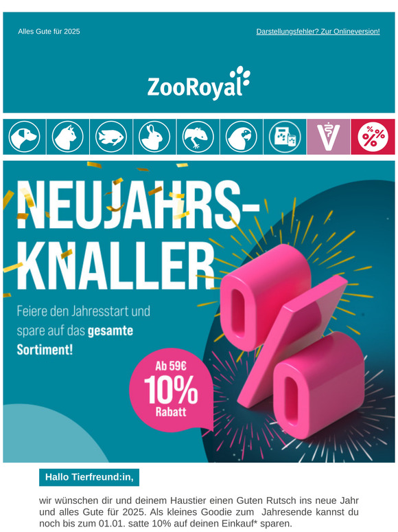 ZooRoyal wünscht einen Guten Rutsch!