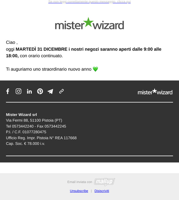 🎄🎅❤️ Comunicazione ORARIO APERTURA 31 DICEMBRE