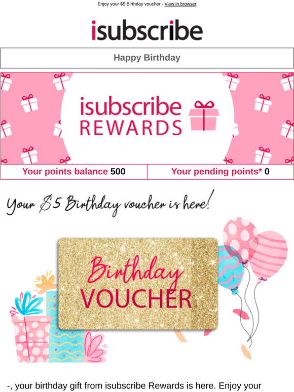 Happy Birthday from isubscribe Rewards