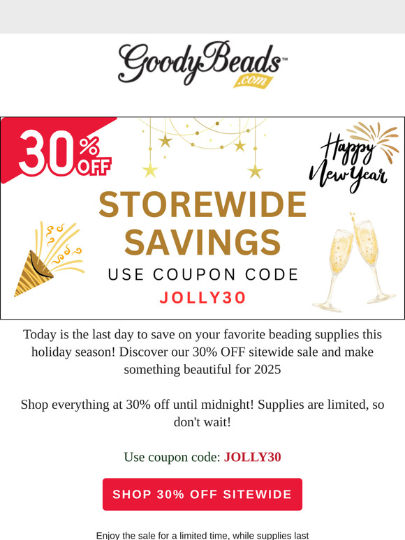 Ends Tonight! 30% Storewide Holiday Savings!
