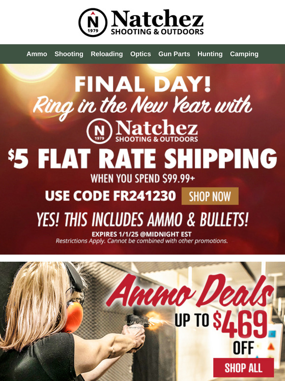 Natchez Shooters Supplies Kick off 2025 with Ammo Savings 🎉 Milled