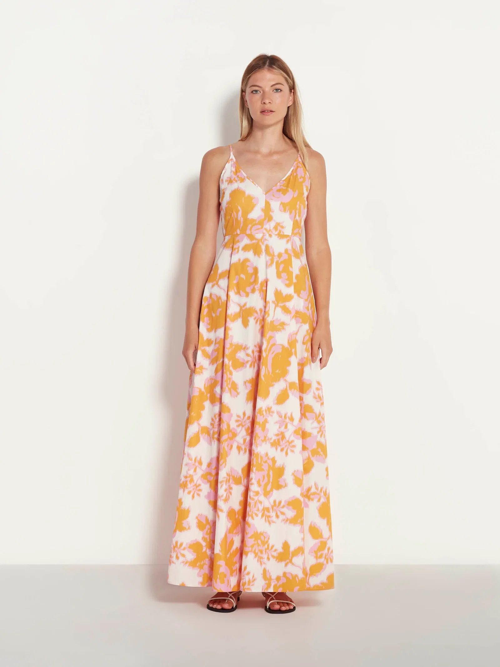 Image of Lib Dress (Baroque Floral Cotton) Pink Grapefruit