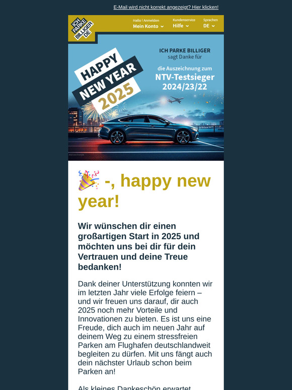 🎉 HAPPY NEW YEAR! Sicher dir 2025 ParkBack-Punkte & viele tolle Vorteile
