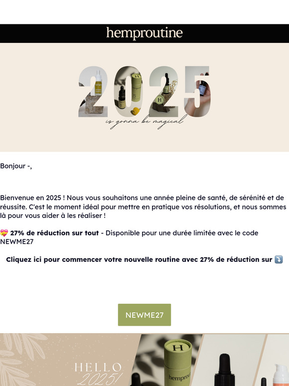 🎉 Bonne année ! 27% de réduction sur tout pour commencer 2025 !