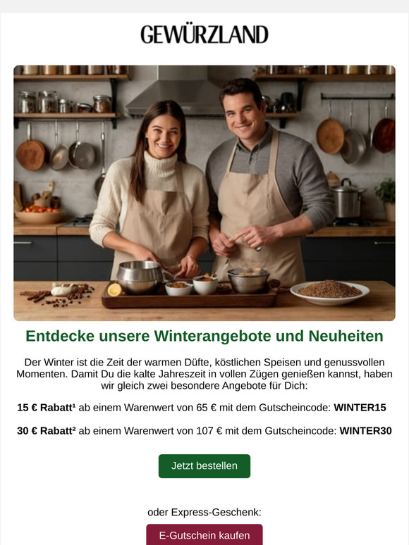 Spare 30 €²: Entdecke unsere Winterangebote und Neuheiten
