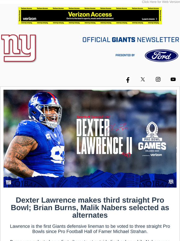 Dexter Lawrence makes 3rd straight Pro Bowl