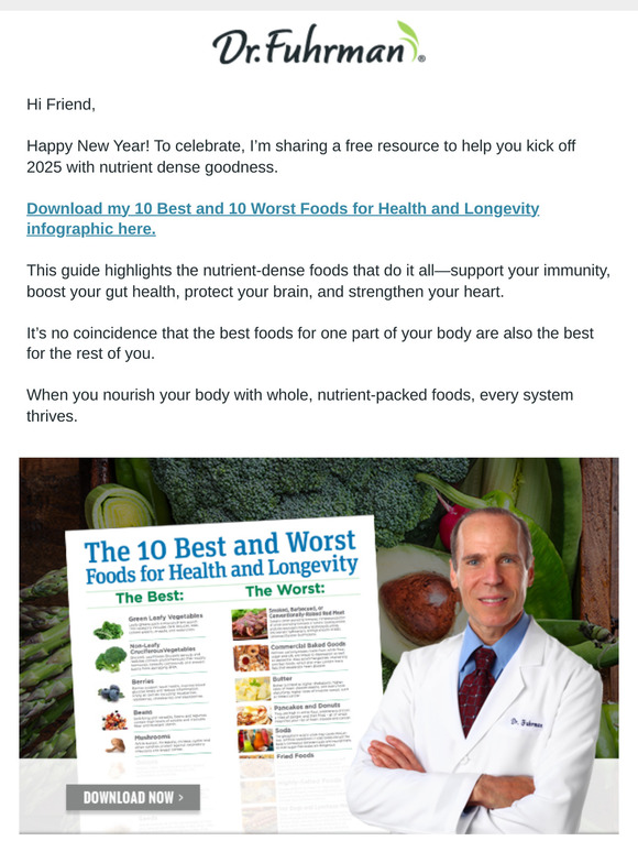 Dr Fuhrman Start 2025 With The 10 Best Foods For Health And Longevity C@2x