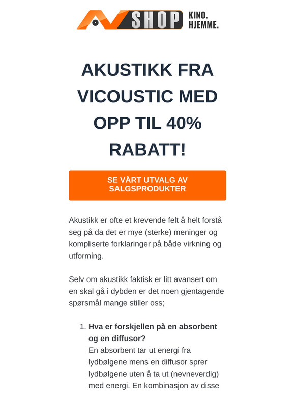 JANUARSALG MED FOKUS PÅ AKUSTIKK!