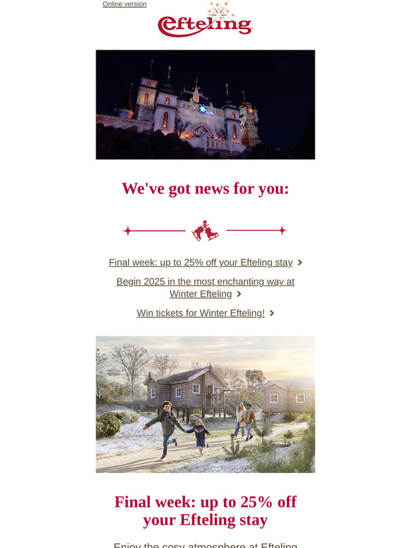 Final week: up to 25% off your Efteling stay