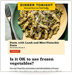 Dinner Tonight Newsletter Preview