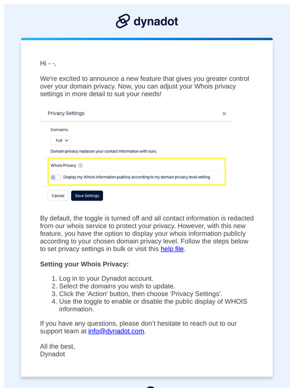Updates to Domain Privacy