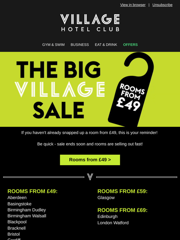 Almost gone! Rooms from £49 - hurry !