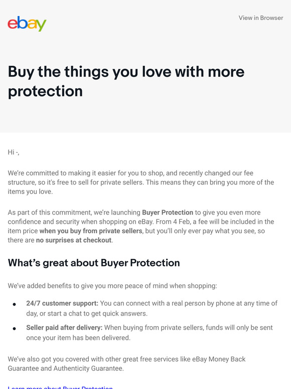 New! eBay Buyer Protection launches in Feb