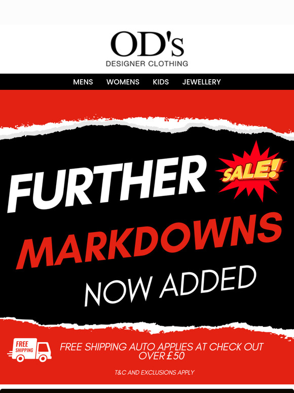Extra Savings Await! Further Markdowns + Free Shipping Over £50 🎉