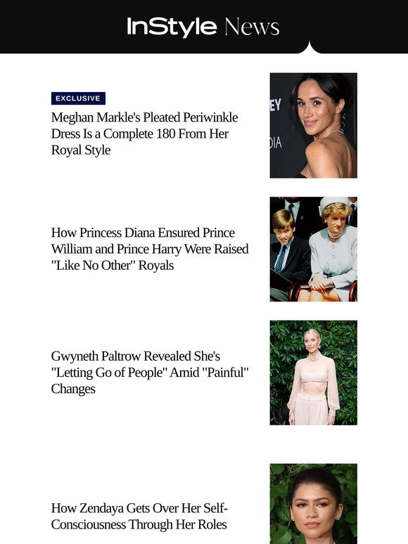 meghan markle's pleated periwinkle dress InStyle: Meghan Markle's pleated periwinkle dress is a complete 180 from her royal style