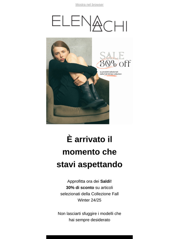 I Saldi sono iniziati: 30% di sconto!