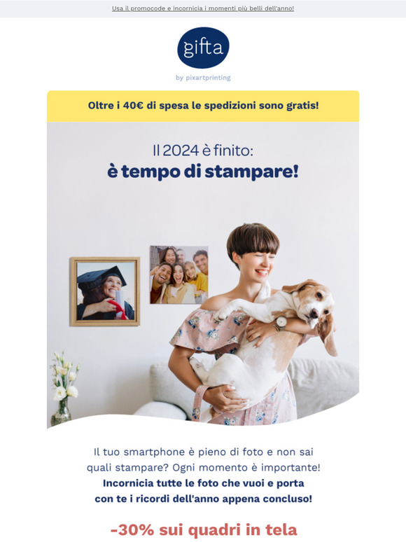 Stampa il tuo 2024! Quadri in tela al -30%