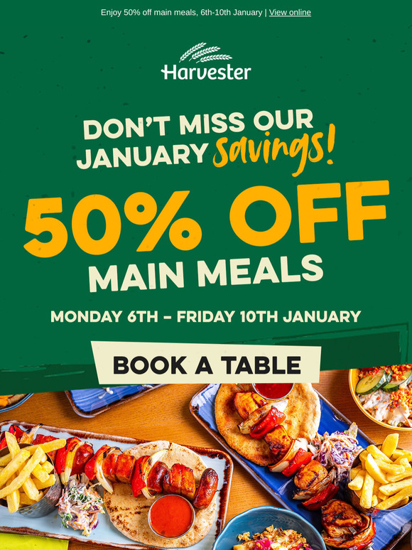 50% off mains, the freshest offer this New Year! 🎉