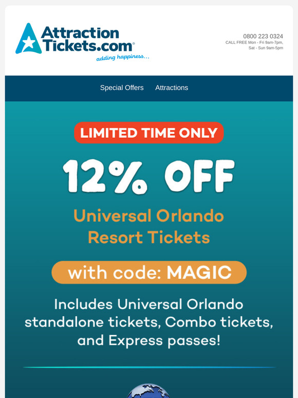🎢 12% OFF Universal Orlando Resort Tickets