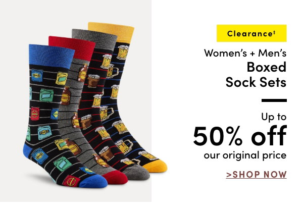Clearance Women's + Men's Boxed Sock Sets, 50% off our original price 0%