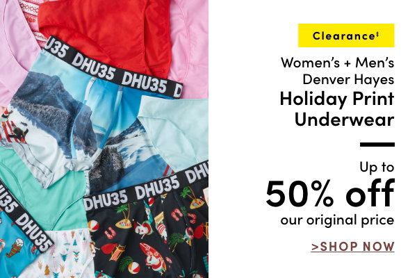Clearance Women's + Men's Denver Hayes Holiday Print Underwear, 50% off our original price