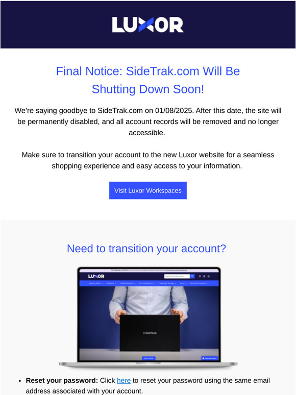 Important: SideTrak.com is Closing Soon