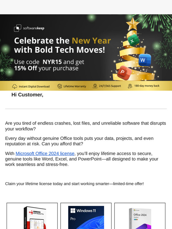 Customer secure your lifetime Office 2024 license
