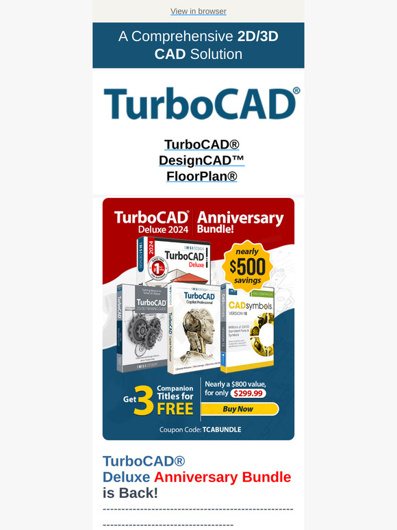 Exclusive Anniversary Bundle: TurboCAD Deluxe 2024
