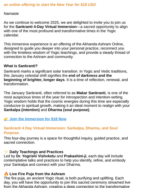 [$18 Tuition 🙏 ] Sankranti: 4-Day Immersion