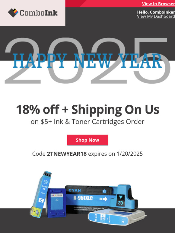 Your  ink order with 18% off is ready now.