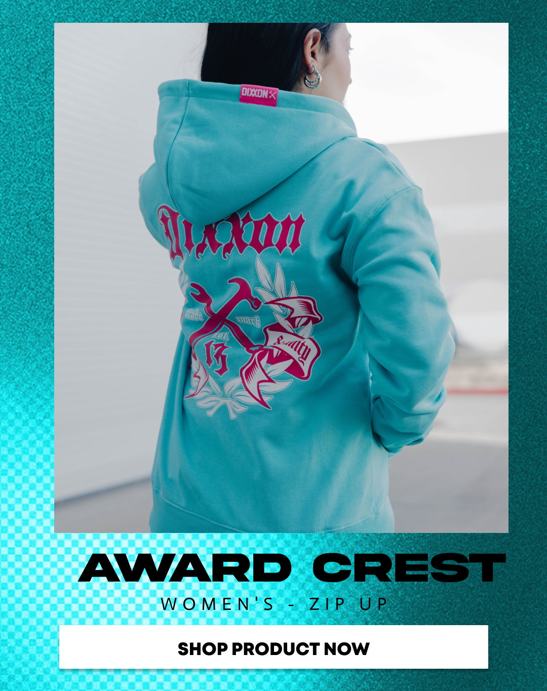 Women's Award Crest Zip-Up - Pink/White/Aqua