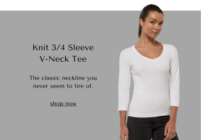 Shop Knit 3/4 Sleeve V Neck Tee 