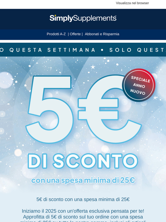 Festeggia il nuovo anno: 5€  di sconto sul tuo ordine 🎉