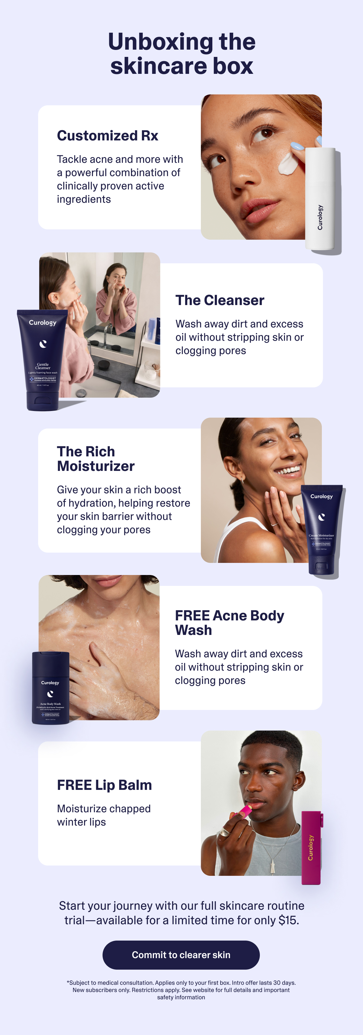 Unboxing the skincare box. Commit to clearer skin.
