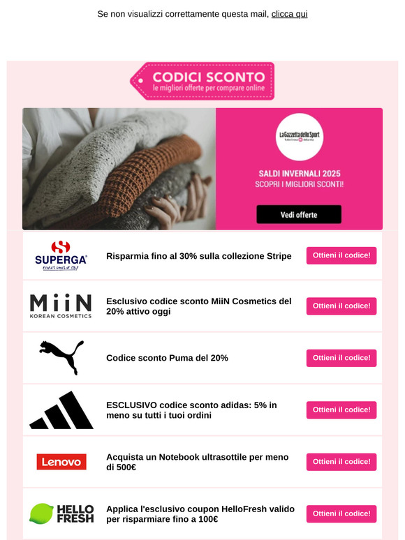 Adidas, Samsung, Lenovo e altre offerte speciali per te!