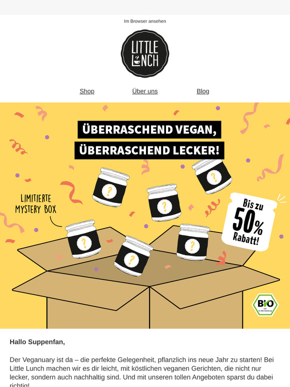 Starte vegan ins neue Jahr: Spare bis zu 50% im Veganuary!