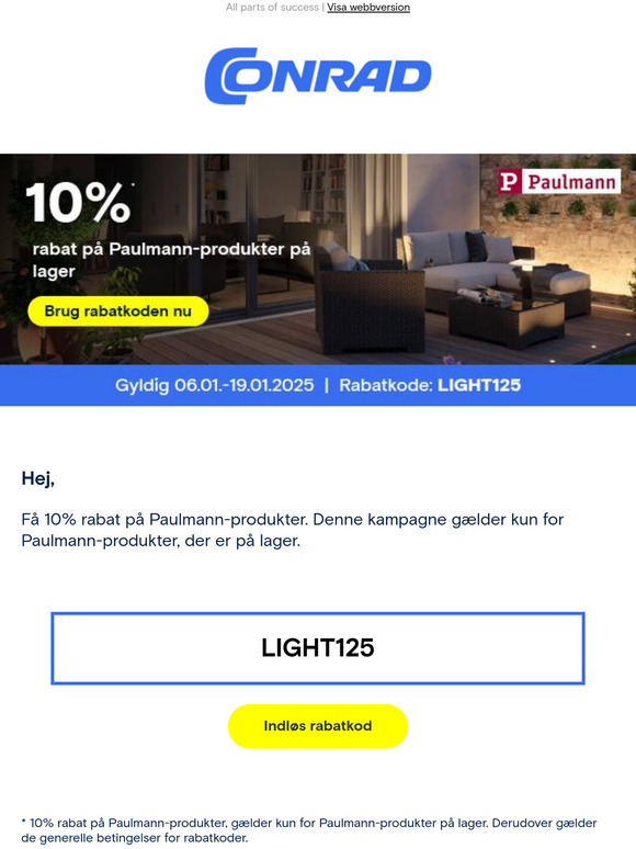 10% rabat på Paulmann-produkter på lager