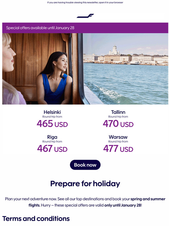 Special flight offers for spring and summer