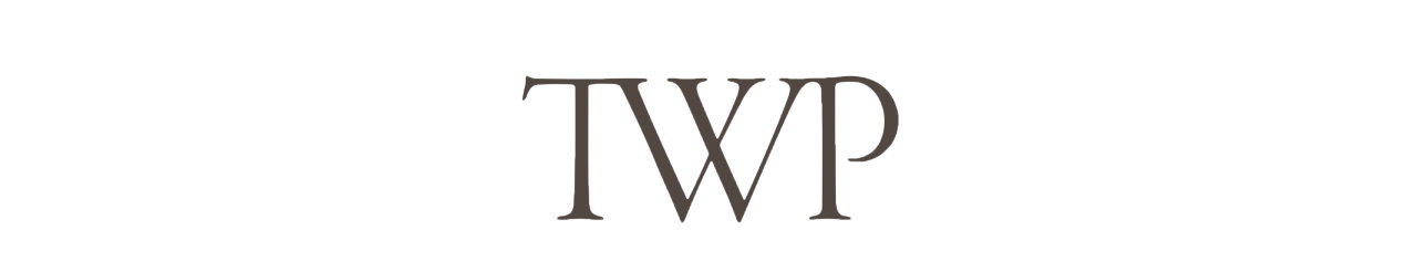 TWP logo in white on grey background.