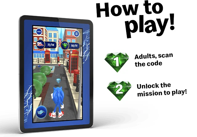 How to play! 1- Adults, scan the code | 2- Unlock the mission to play!