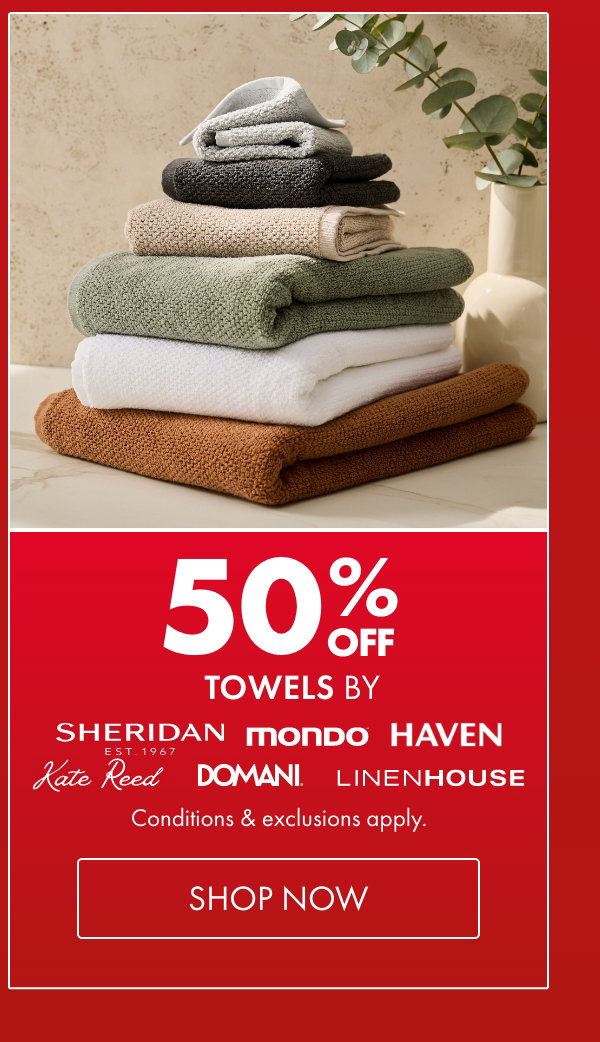 50% OFF selected Towels