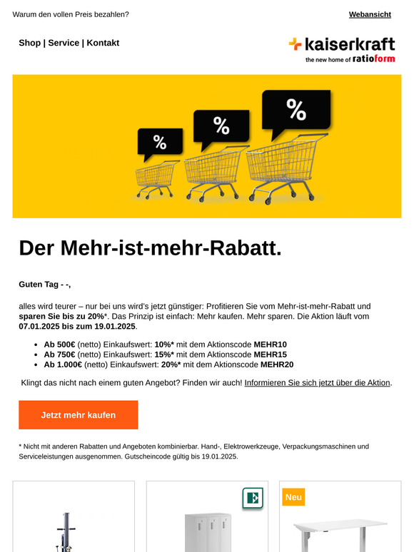 Mehr ist mehr: bis zu 20%* sparen – nur bis zum 19.01.2025