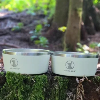 Lucky Dog Indulge, Double Wall 5 Cup and/or 8-Cup Stainless Steel Dog Bowl, 2-Pack