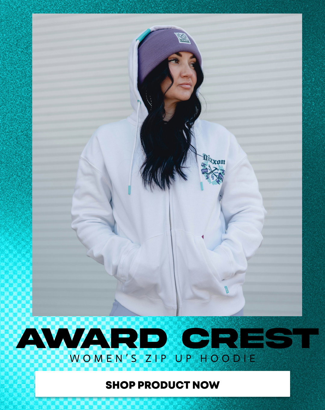 Women's Purple Award Crest Zip Up - White