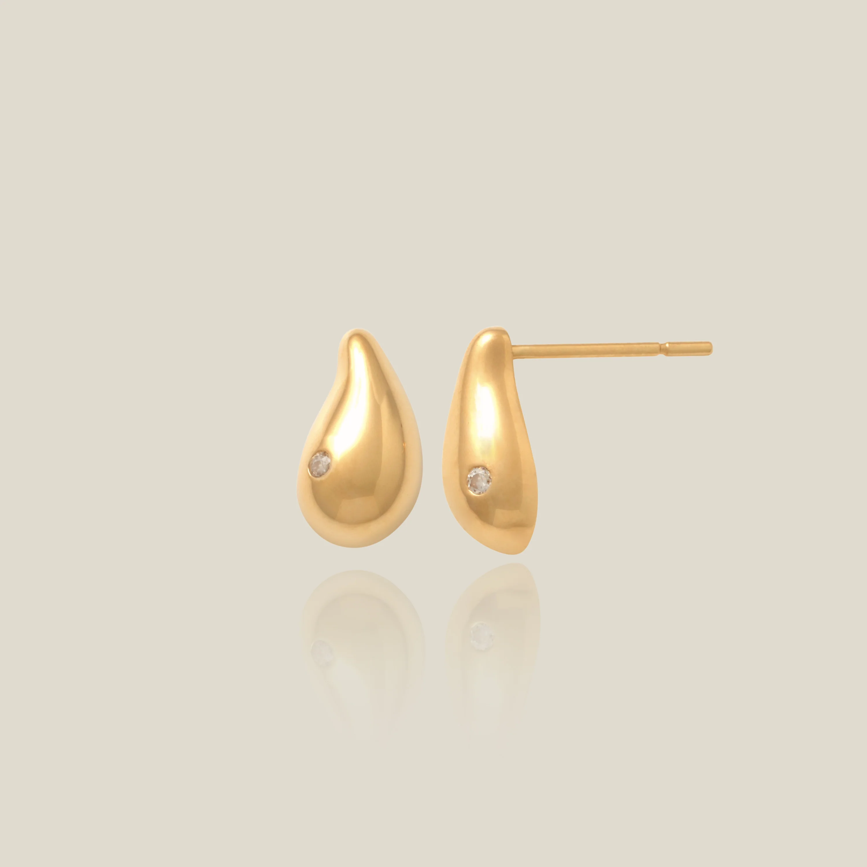 CZ Teardrop Stud Earrings